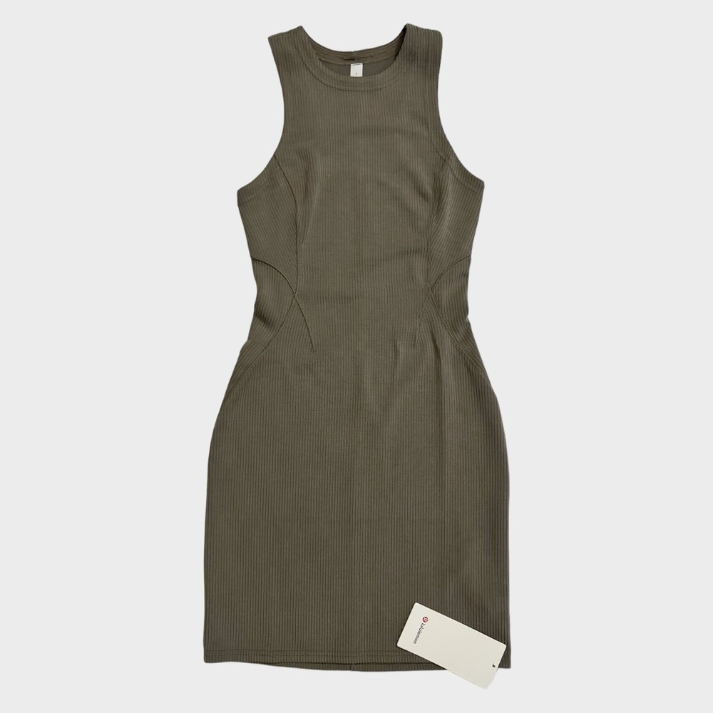 Lululemon Ribbed Softstreme Slim Fit Tank Dress - Nomad, Size 2
